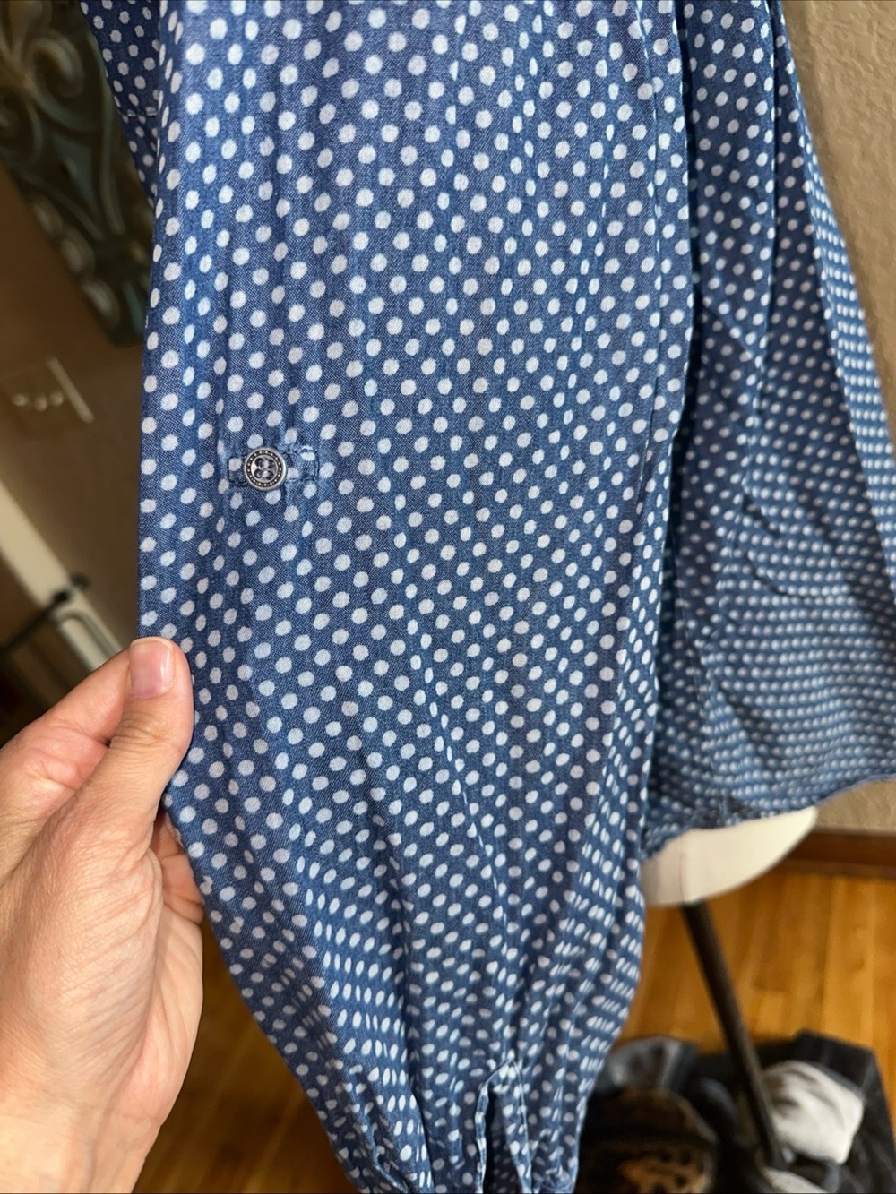 Westbound 100% Cotton Polka Dot Popover Tunic Shirt Blue White Women’s XL - Picture 4 of 11